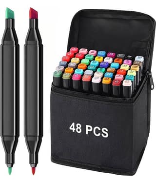 SKYVILLA Alcohol Markers Sketch Pen Set Dual Tip Brush Pens Art Markers for Drawing 48 Color Dual Tip Art Markers Set Chisel & Fine Colour Marker Set Alcohol Based Markers Sketch Marker Drawing Marker