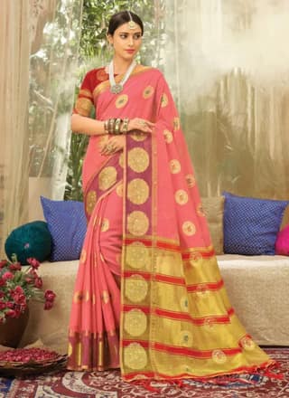 Peach Organza Saree