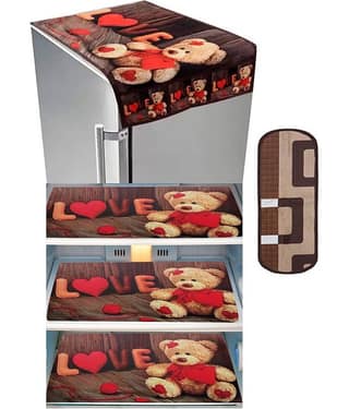 Exopick Set of 5 Polyester Brown Fridge Top Cover
