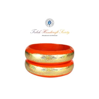 FHS traditional Rajasthani Handmade Round Shape Lac Bangles - Orange