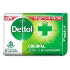 Dettol Bathing Soap Bar - Original, 99.99% Germ Protection, Dermatologically Tested, 125 Gram (Pack Of 4)