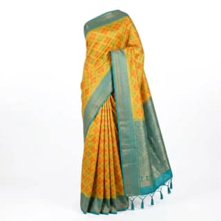 Sambalpuri Yellow Ikat Handloom Saree