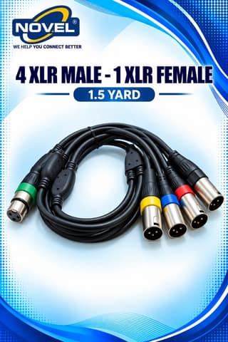 NOVEL 4 XLR MALE - 1 XLR FEMALE 1.5 YARD