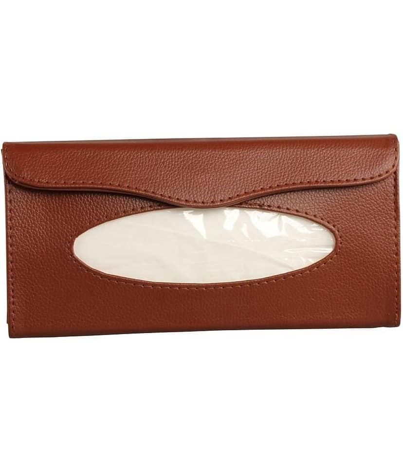 Car Tissue Dispenser Leather Brown view 2