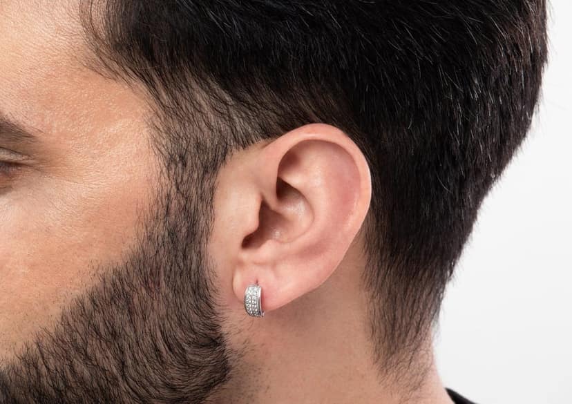 Convex Men's Hoop Earring (1 Pc Only) view 3