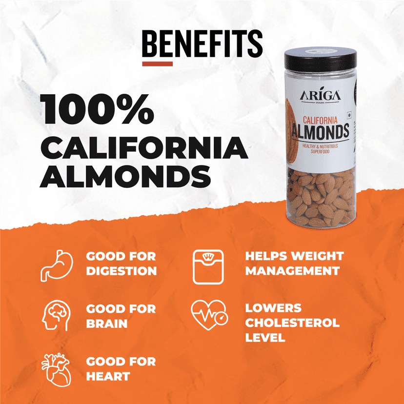 Ariga Foods Premium Healthy & Nutritious California Almonds (2 x 500 g) view 3