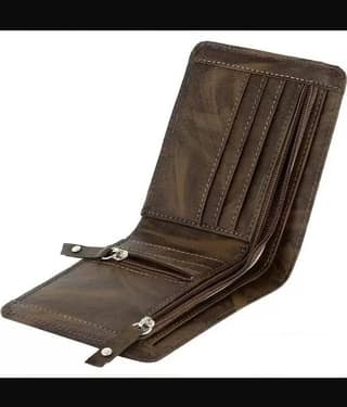 HRFSTAR 100% Leather Self Design Men's Regular Wallet With 4 Slots For Card ( Brown , Pack of 1 )