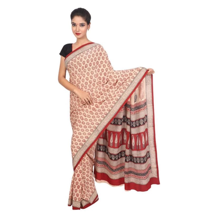 HANDLOOM CRAPE SILK SAREE WITH BLOUSE (SKU - 3I0106030422 SAREE- 214)