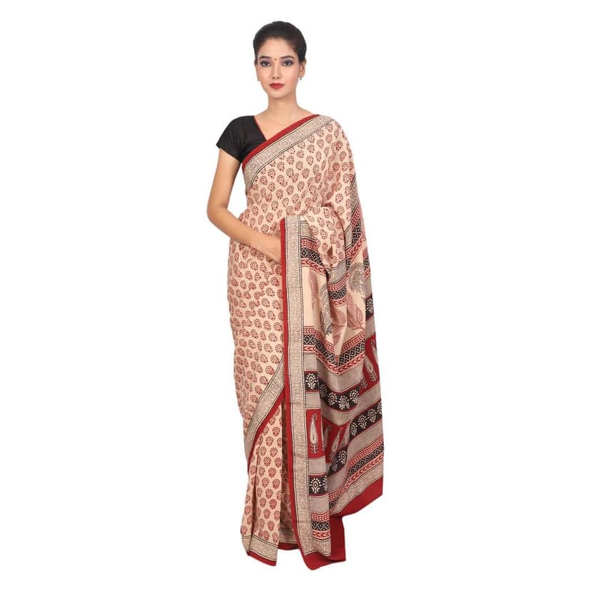 HANDLOOM CRAPE SILK SAREE WITH BLOUSE (SKU - 3I0106030422 SAREE- 214) view 2