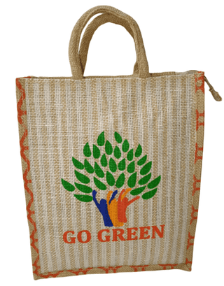Eco-Friendly Go Green Jute Tote Bag Reusable Shopping Handbag (small)