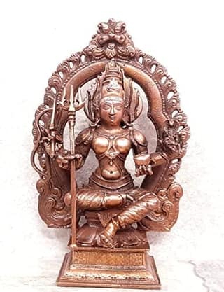Searchers Paradise - Copper Idols Mariamman,5.3 inches, Copper Handmade 665 Grams, Patina Antique Finish, Pack of 1 Piece