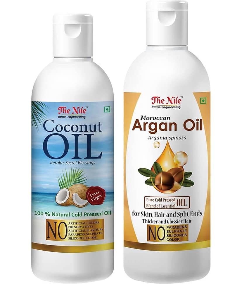 The Nile Coconut Oil 100 ML + Moroccan Argan Oil 200 ML Hair Oils 300 mL Pack of 2