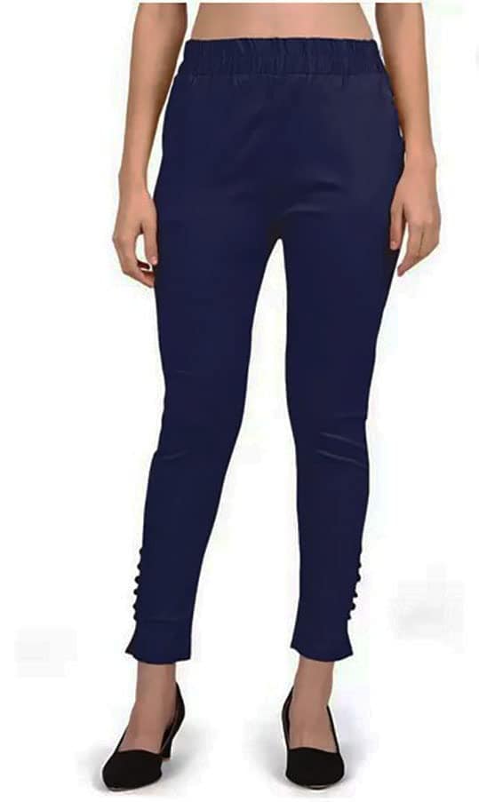 Cron Women's Straight Fit Ankle Length, Slim fit Cigarette Pants with an Elasticated Waist Band (28, Dark Blue) view 3