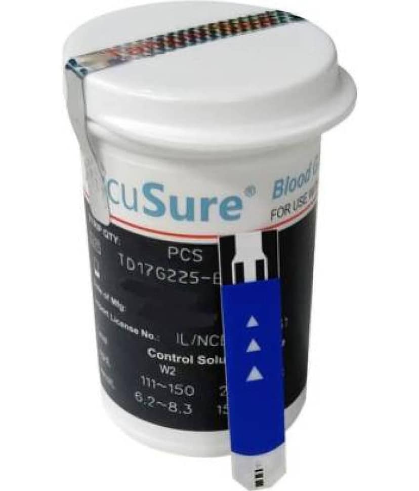 ACCUSURE Simple Blood Glucose Test Strips - 50 Strips (Pack of 1) view 2
