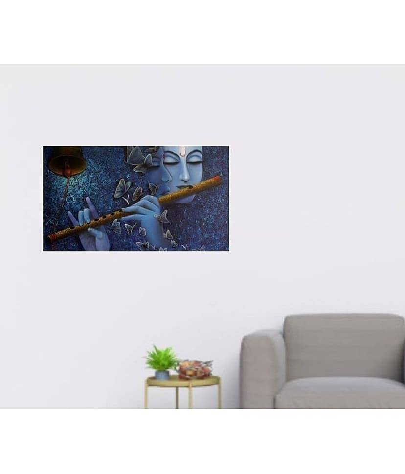 Asmi Collection Self Adhesive Radha Krishna with Flute Wall Sticker ( 35 x 60 cms ) view 2