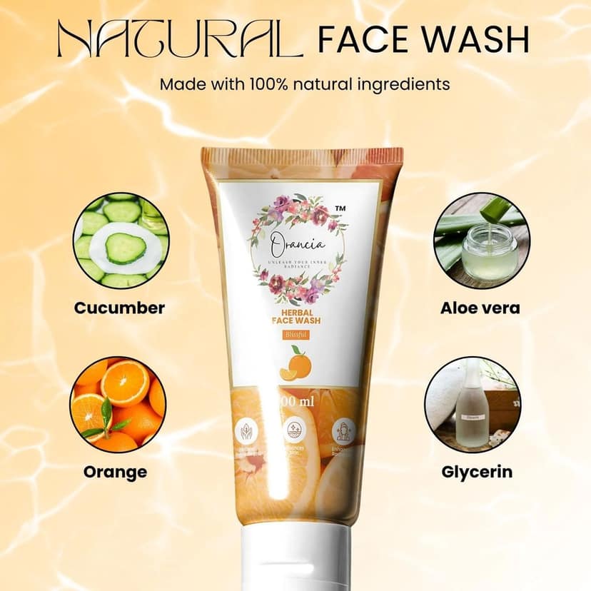 Orancia Herbal Face Wash 100ml | With Cucumber, Aloe Vera, and Glycerin| Helps reduce & prevent pimples | Natural | Herbal | Paraben-free view 4