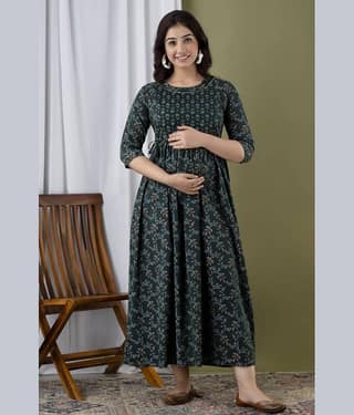 Nevisha Style Green Cotton Maternity Kurta