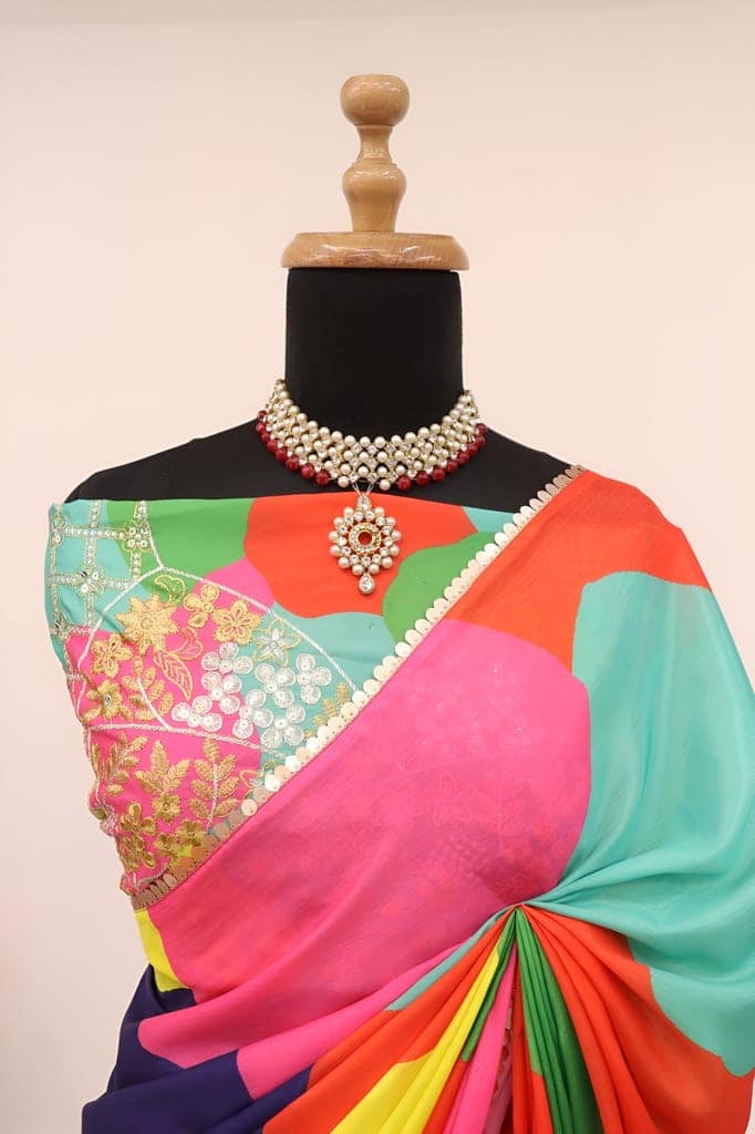 Readymade Designer Partywear sarees with stitched blouse New Ready To Wear Saree view 8