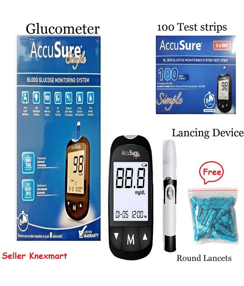 Accusure 50 Glucometer Sugar Test Strips Pack Only