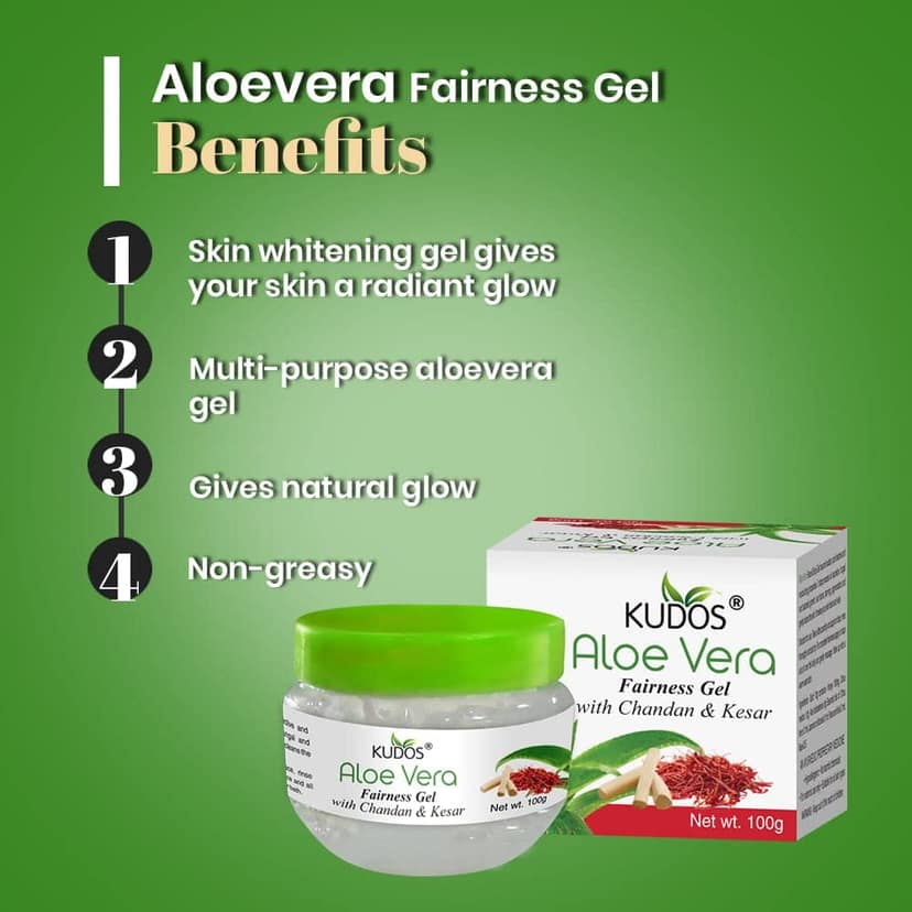 Kudos Aloevera Fairness Gel Chandan Kesar | 100G | Pack of 2 view 3