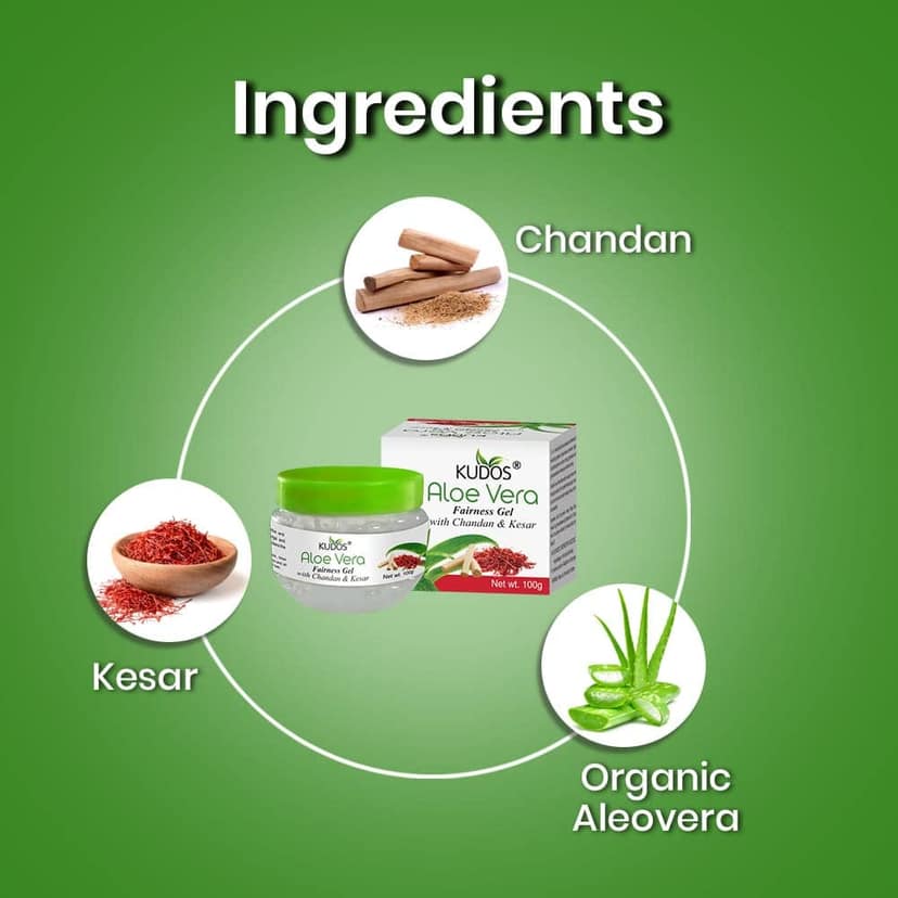 Kudos Aloevera Fairness Gel Chandan Kesar | 100G | Pack of 2 view 5