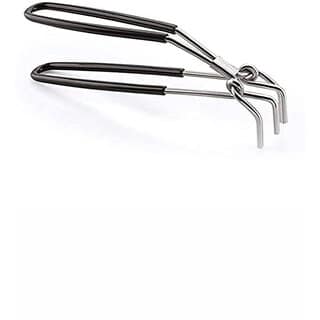 i WARE Stainless Steel Wire Tong Pakkad Utensil Holder, Kitchen Pincers with Grip (21cm) (Black)