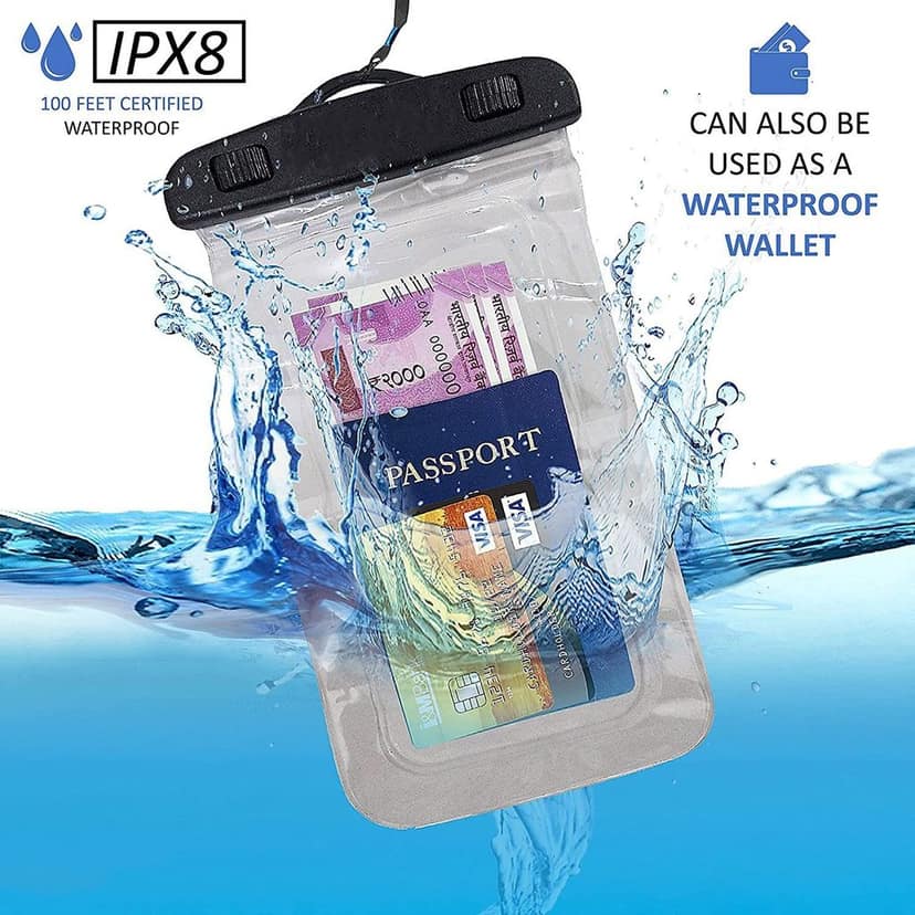 (PACK OF 2) UNIVERSAL WATERPROOF PHONE CELLPHONE POUCH CELLPHONE DRY BAG CASE FOR IPHONE, SAMSUNG, PIXEL, MI, MOTO UP TO 7.0 INCH � (MULTICOLOR) view 3
