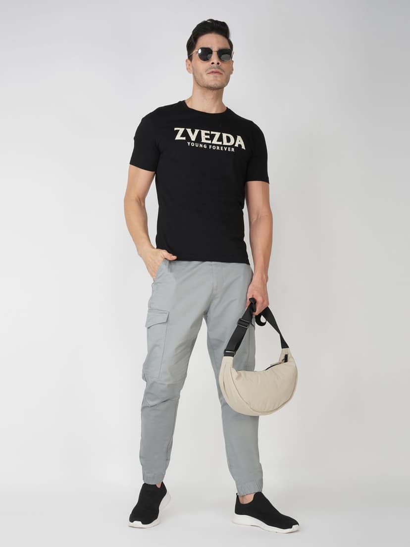 Men’s Branded Lightweight Cotton Jersey T-Shirt Black view 5
