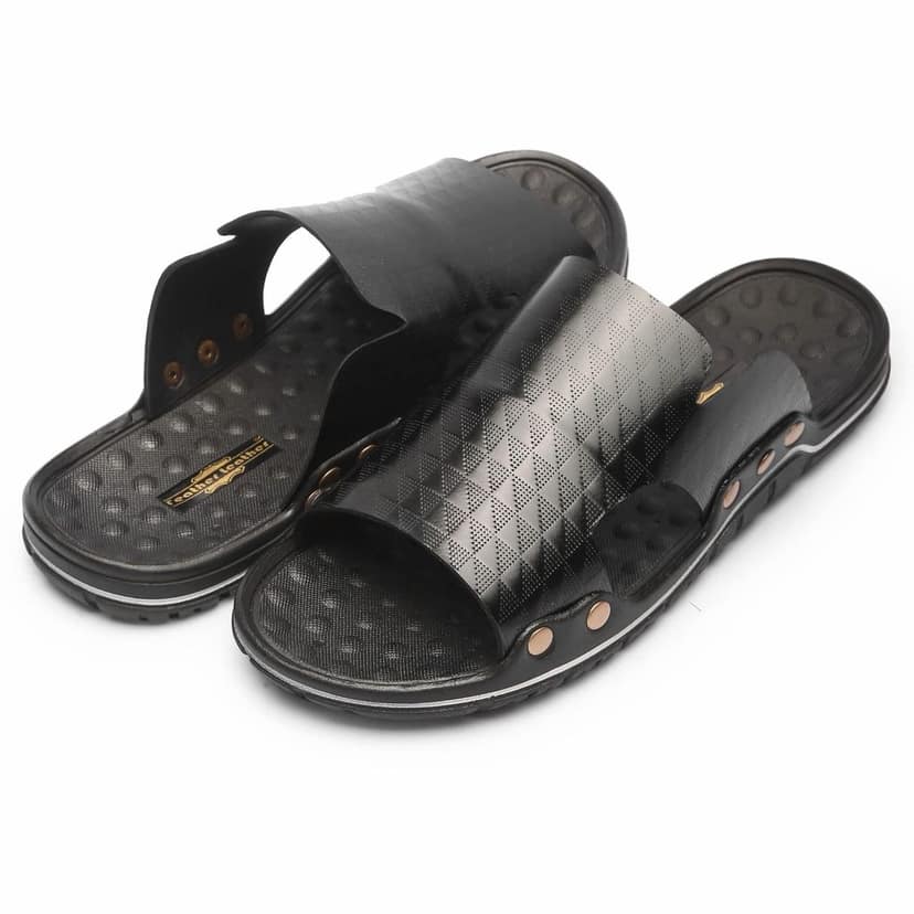 FEATHER LEATHER Stylish Men's Comfortable & Lightweight Sandals & Slippers | Genuine Leather Casual Slipper/Flip-Flop for Men | Indoor/Outdoor/Chappal view 7