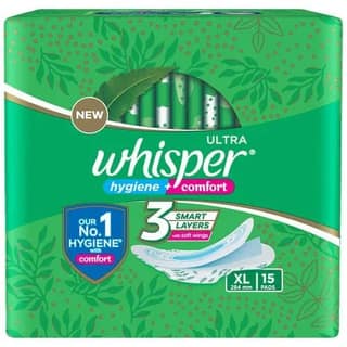 Whisper Ultra Clean Xl Sanitary Pads , 15 Pcs