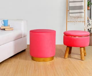 ShadowKart Ottoman Pouffes Sitting Stool for Living Room Furniture Wooden Footstools Puff Mudda Footrest Pouff for Office Home Decor, Combo