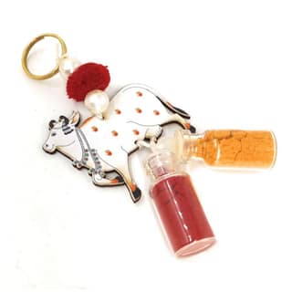 Nandi Cow Decorative Keychain with Mini Powder Vials