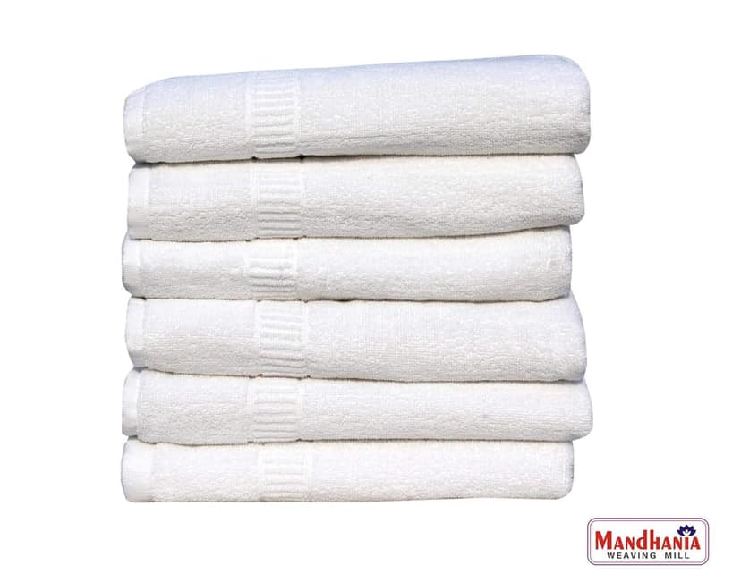 Mandhania Lovely White Cotton Bath Towels 400 GSM (28x57) Pack of 6 view 2