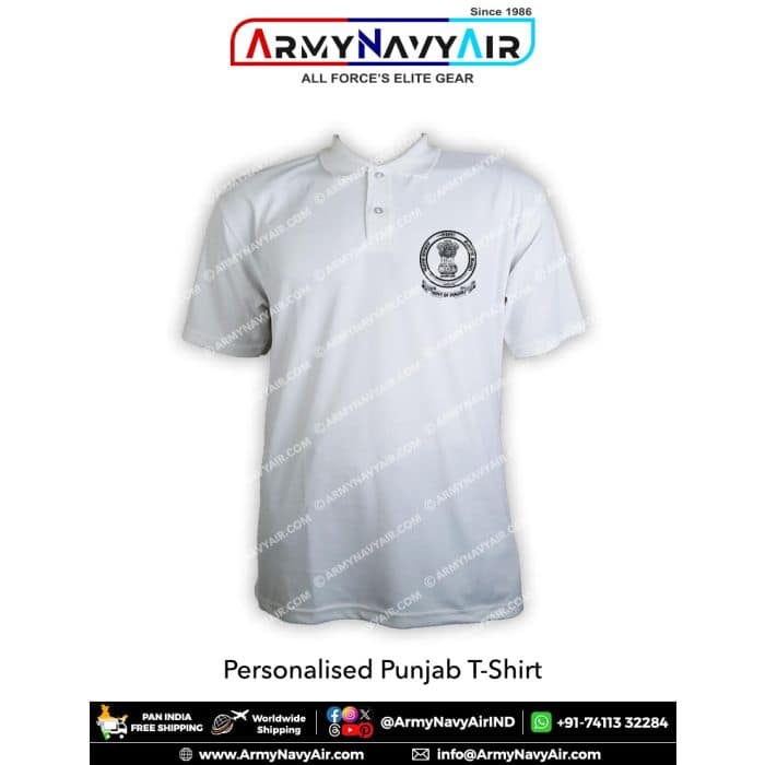 ArmyNavyAir Personalised Punjab T-Shirt (Small) | Premium Polo Neck | Casual & Institutional