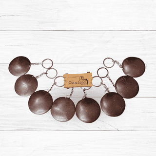 CocoLand Coconut Shell Raw Keychain 50 mm Diameter Glossy Polished / Custom Keychain / Custom Art Work Round Keychain /Engraving/Printing