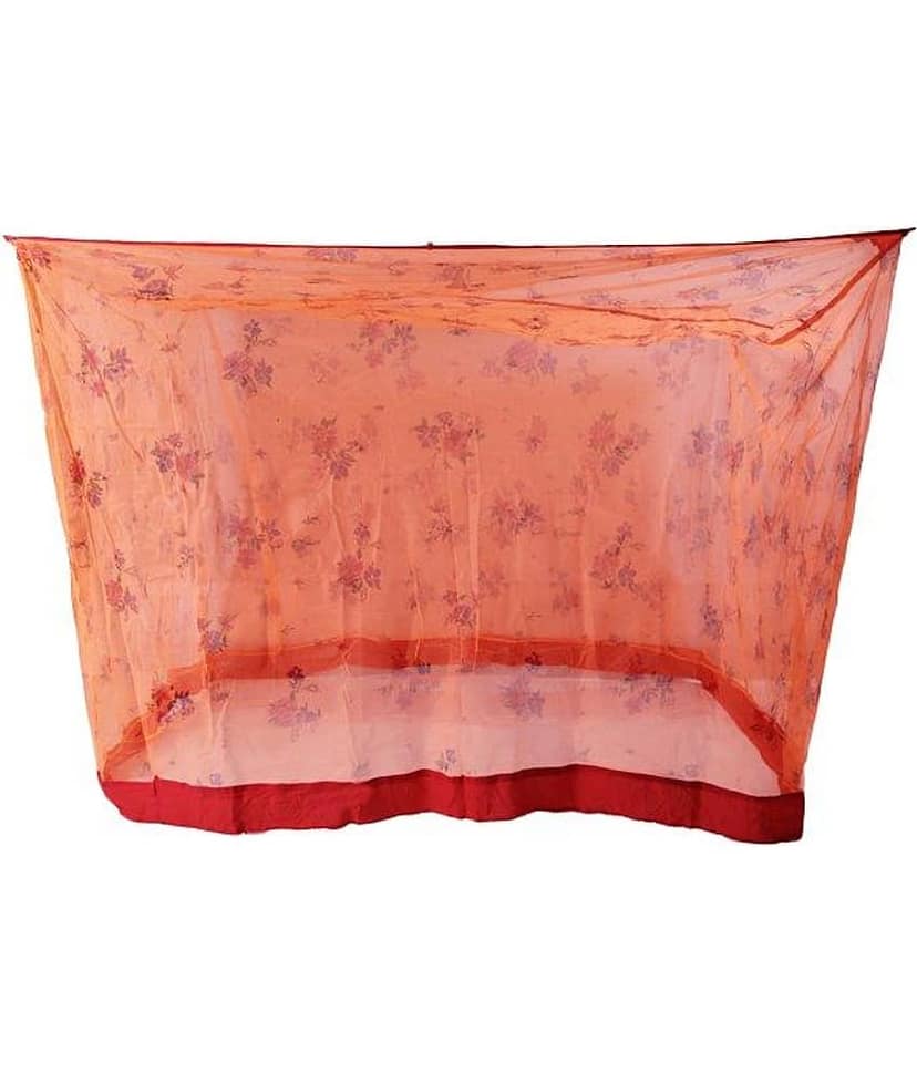 Riddhi Mosquito Net, Machardani Orange Polyester Mosquito Net, Machardani with Border