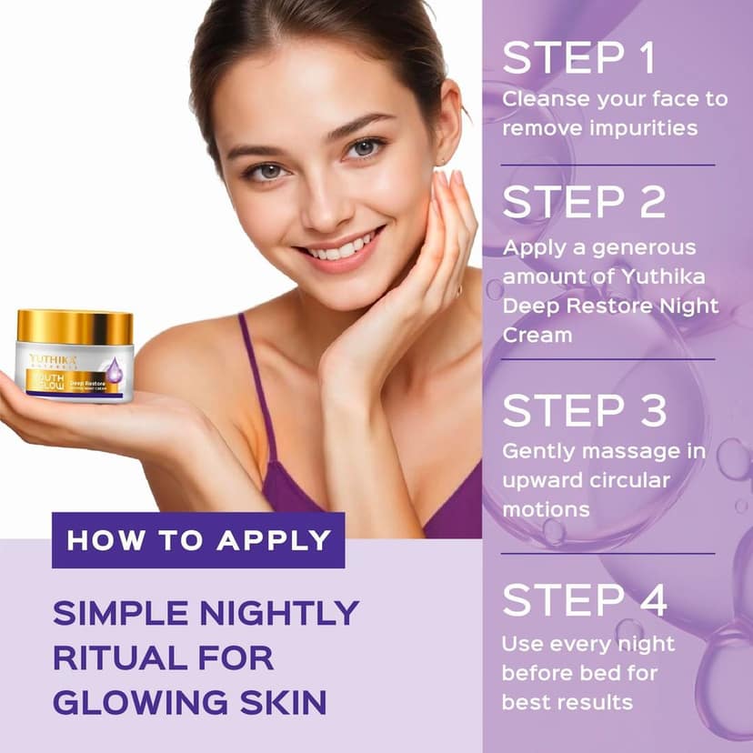Yuthika Youth & Glow Deep Restore Intense Night Cream for All Skin Types 50g, Dermatologically Tested view 7