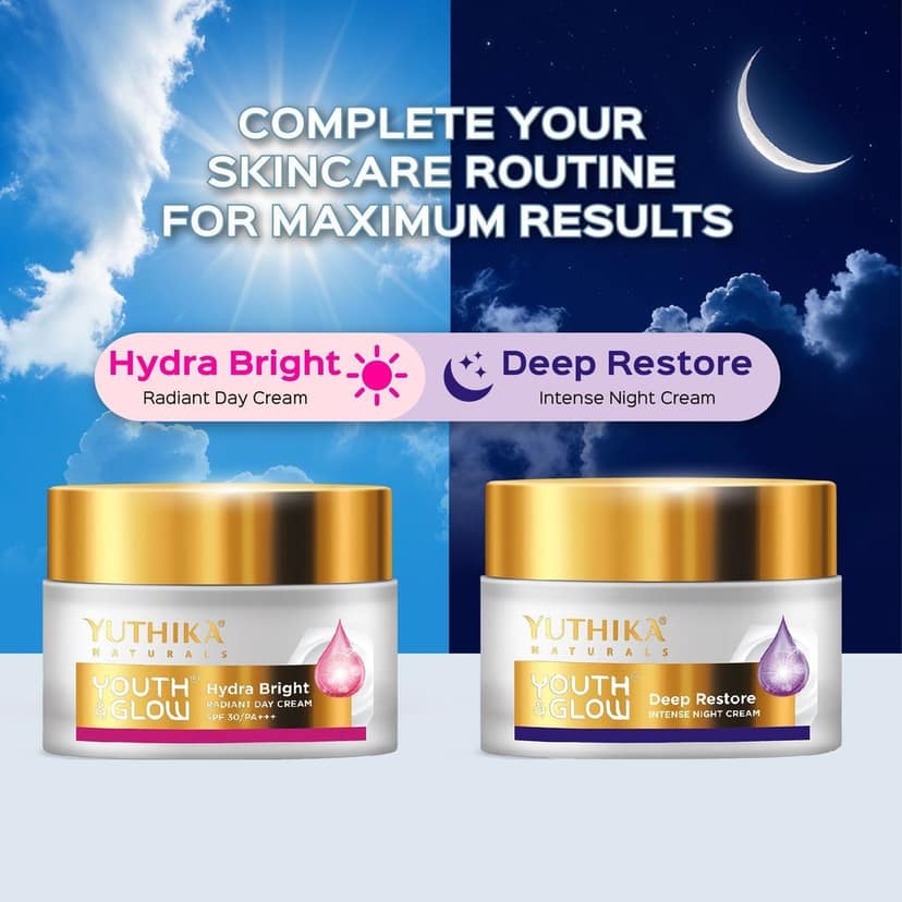 Yuthika Youth & Glow Deep Restore Intense Night Cream for All Skin Types 50g, Dermatologically Tested view 9