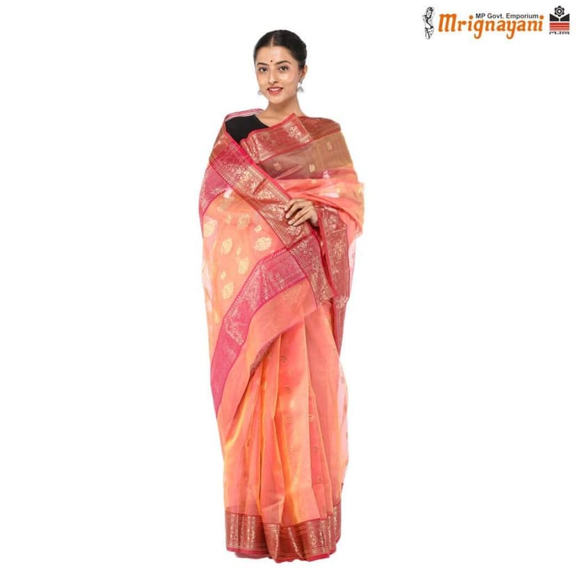 HANDLOOM CHANDERI SILK SAREE WITH BLOUSE (SKU - 1SC201170422, SAREE - 1018) view 2