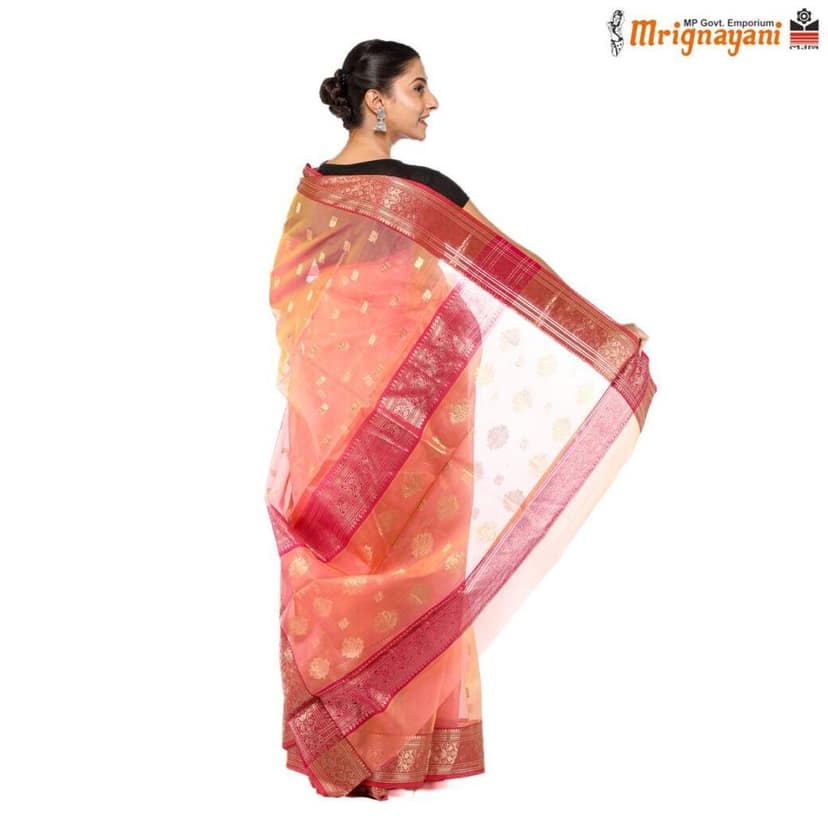 HANDLOOM CHANDERI SILK SAREE WITH BLOUSE (SKU - 1SC201170422, SAREE - 1018) view 3