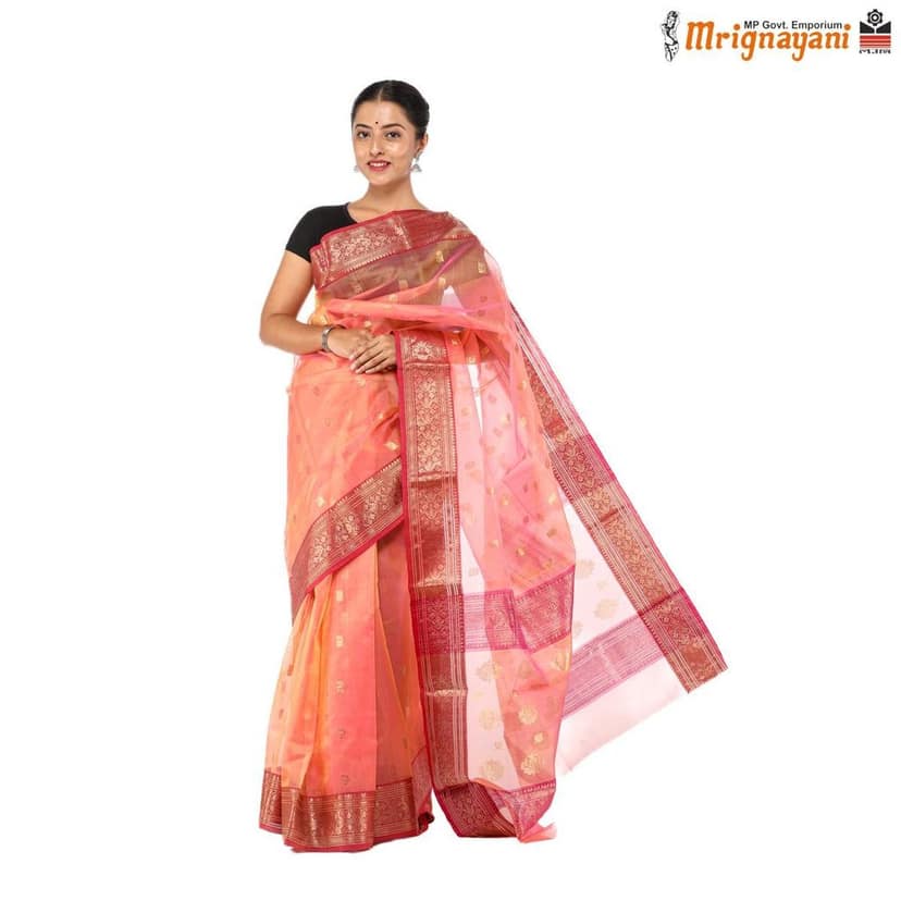 HANDLOOM CHANDERI SILK SAREE WITH BLOUSE (SKU - 1SC201170422, SAREE - 1018) view 5