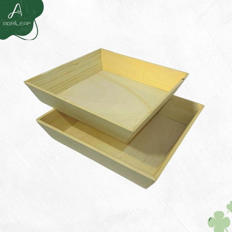 AGRILEAF Pine Wood Tray for Serving Square Wooden Trays with Inclined Edges, Ideal for Breakfast, Tea, Coffee Table, Snacks, Home Decor Pack of 2(14 x 14 x 3 Inches) view 2