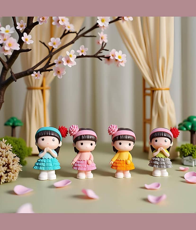 Flenzy Pack Of 4 Charming Miniature Doll figurines Showpiece