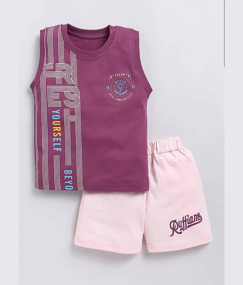 CUTOPIES Pack of 1 Boys Cotton T-Shirt & Shorts Set ( Green ) view 2