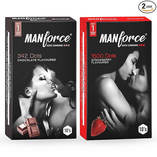 MANFORCE Chocolate Strawberry Condoms 10's (Combo of 2) Condom (Set of 2 20 Sheets)