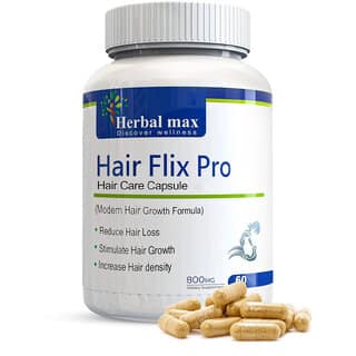Herbal max HairFlix Pro Reduce Hair Loss, Boost Density for Men Women- 60 Capsules