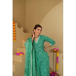 Elara Green Rayon Dupatta Kotachex Kurta Set For Women view 2