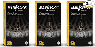 MANFORCE Overtime Pineapple 3in1 (Ribbed Contour Dotted) Condoms - 10 Pieces x Pack of 3 Condom (Set of 3 30 Sheets)