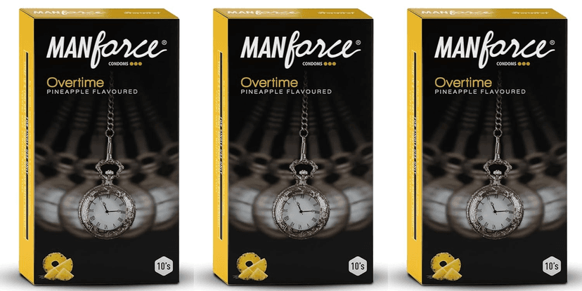 MANFORCE Overtime Pineapple 3in1 (Ribbed Contour Dotted) Condoms - 10 Pieces x Pack of 3 Condom (Set of 3 30 Sheets) view 2