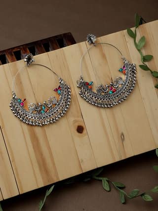 Cardinal Oxidized Silver Color Earrings